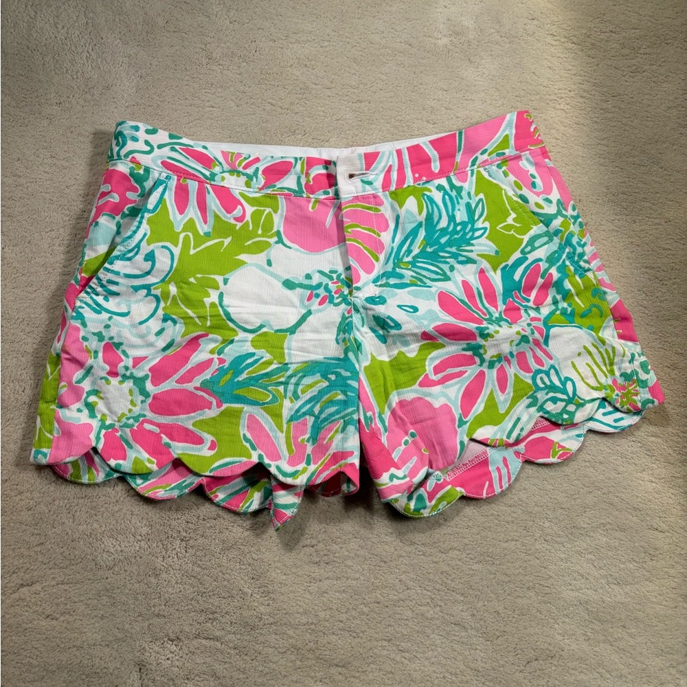 LILLY PULITZER Floral Pink and Green Women's Shorts